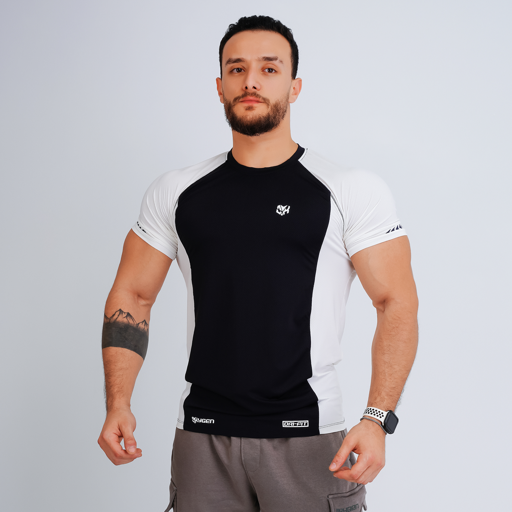 Muscular Raglan Compression T-Shirt Black & White